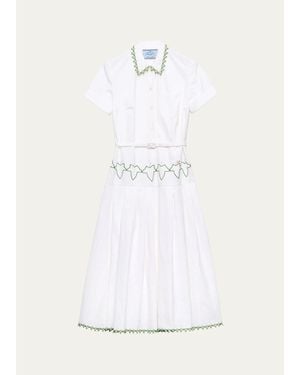 Prada Cotton Poplin A-Line Midi Dress - White