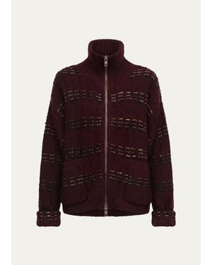 Diane von Furstenberg Romina Mixed Stitch Knit Sweater - Red