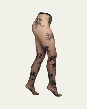 Valentino Garavani Floral Lace Tights - Natural