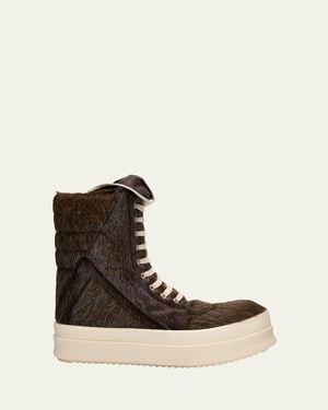 Rick Owens Mega Geobasket Calf Hair Sneakers - Multicolor