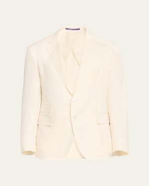 Ralph Lauren Kent Hand-Tailored Silk-Linen Jacket - Natural