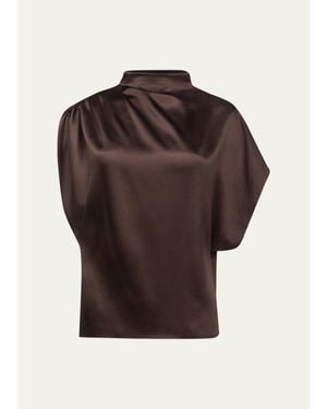Twp Wish You Would Draped Silk Blouse - Brown