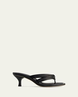 Bernardo Miami Kitten-Heel Leather Mule Sandals - Natural