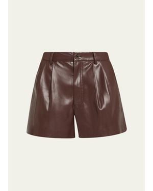Alice + Olivia Conry Vegan Leather Trouser Shorts - Brown