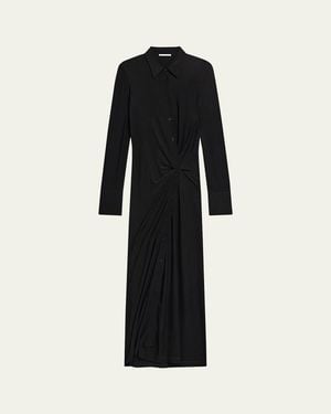 Helmut Lang Twisted Long-Sleeve Shirtdress - Black