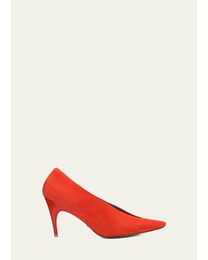 Balenciaga 90Mm Duchesse Suede Pumps - Red