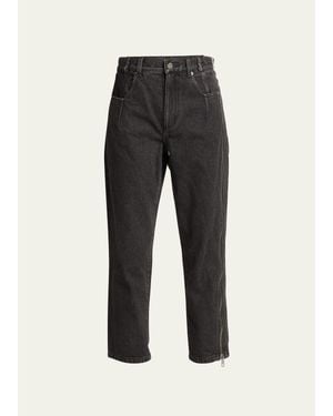 3.1 Phillip Lim Straight-Leg Cropped Jeans With Side Zipper Detail - Black