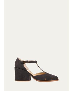 Gabriela Hearst 80Mm Hawes Suede T-Strap Sandals - White