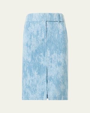 Akris Punto Washed Jacquard Denim Pencil Skirt - Blue