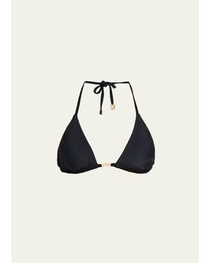 L'Agence Kristin Solid Triangle Bikini Top - Blue