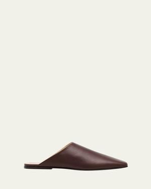Loro Piana Alba Lambskin Flat Mules - Brown