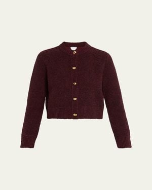 Bottega Veneta Knot-Button Boucle Knit Cardigan - Red