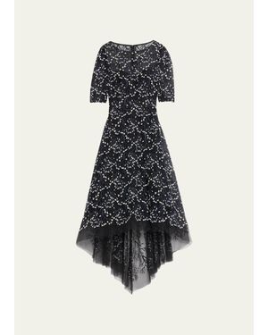 Teri Jon 3D Lace High-Low Cocktail Dress - Multicolor