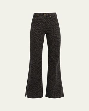 Ramy Brook Tyra Printed Wide-Leg Jeans - Black