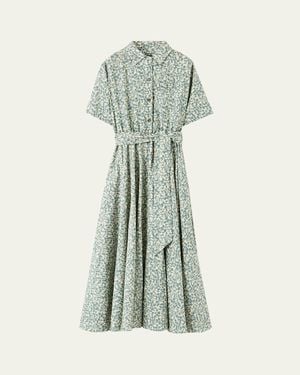 Loro Piana Shelly Floral-Print Linen Shirtdress - Green