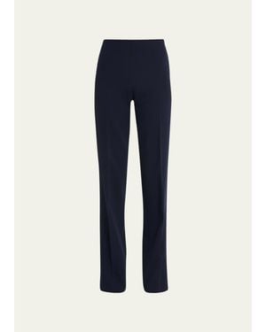 Akris Carole Straight-Leg Wool Double-Face Pants - Blue