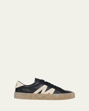 Moncler Monaco2 Leather And Nubuck Low-Top Sneakers - Gray