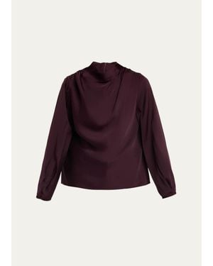 Vince Draped Cowl-Neck Blouse - Red