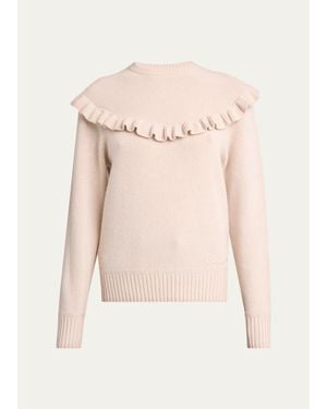 Chloé Ruffle-Overlay Wool-Cashmere Sweater - Natural