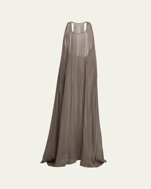Rick Owens Sheer Silk Georgette Tank Gown - Natural