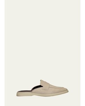Bougeotte Suede Loafer Mules - Natural