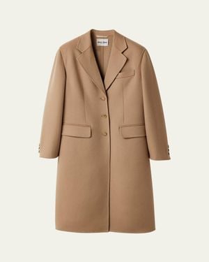 Miu Miu Single-Breasted Cashmere Trench Coat - Natural