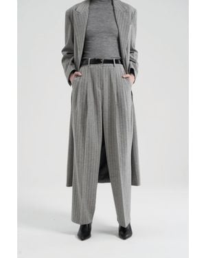 MARCÉLA LONDON Gal Wool Pinstripe Trousers - Grey