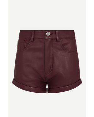 DUCIE Elena Leather Shorts - Purple