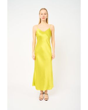 Galvan London V-Neck Slip Dress - Yellow