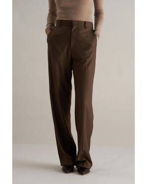 MARCÉLA LONDON Kenza Wool Silk Trousers Coffee - Brown