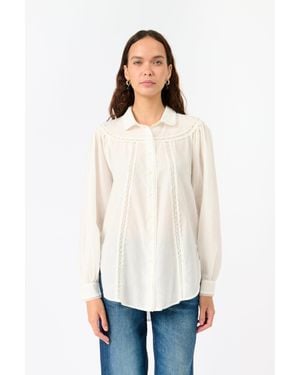 7 For All Mankind Lace Trim Blouse - White