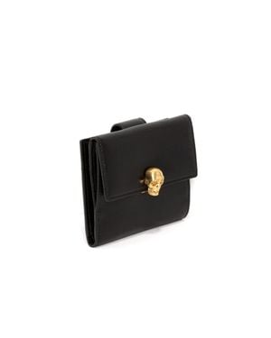 McQueen Skull Clasp Short Wallet - Black