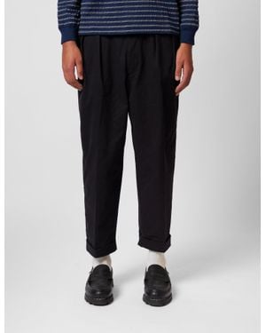 Beams Plus 2 Pleat Twill Trousers - Black