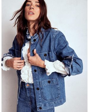 Boden Denim Frill Collar Jacket - Blue