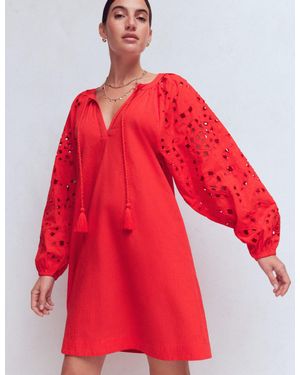 Boden Embroidered Sleeve Kaftan Dress - Green