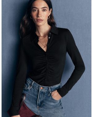 Boden Supersoft Ruched Jersey Shirt - Blue