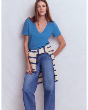 Boden Sophie V-Neck Slub T-Shirt - Blue