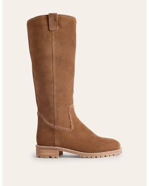 Boden Flat Knee Boots - Brown