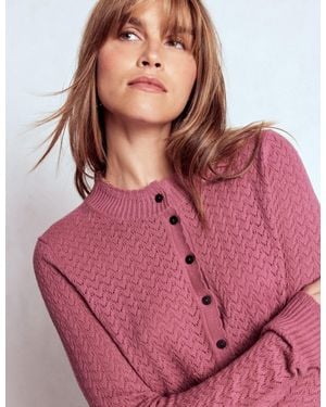 Boden Diane Pointelle Cardigan - Pink