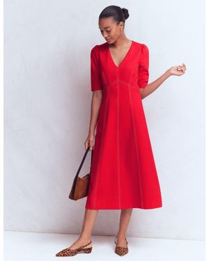 Boden Ponte-Midikleid Mit Puffärmeln-Merida - Rot