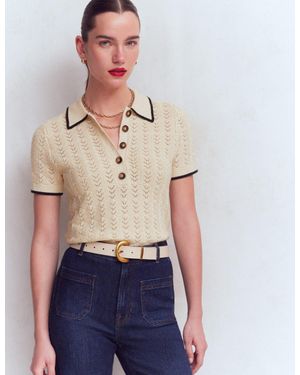 Boden Pointelle Henley T-Shirt - White