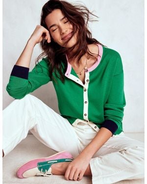 Boden Lara Relaxed Cotton Cardigan - Green