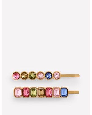 Boden Jewel Hair Slide Set - White