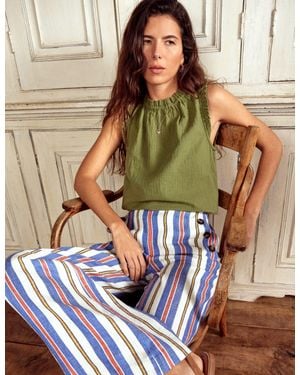 Boden Sophie Ruffle Double Cloth Top - Green