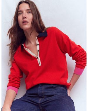Boden Lara Cotton Henley Jumper - Red
