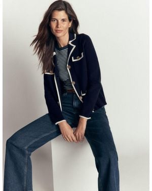 Boden Phoebe Collared Knitted Jacket - Blue