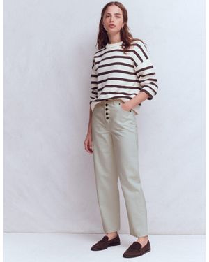 Boden Exposed Button Straight Jeans - Grey