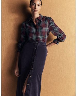 Boden Val Button Cord Midi Skirt - Blue
