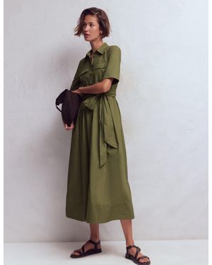 slim fit dress slacks 2-Way Short Sleeve Shirt Dress in Army Green // PerfectDD Army Green / Xs