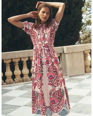 Boden Belted Cotton Midi Dress - Pink